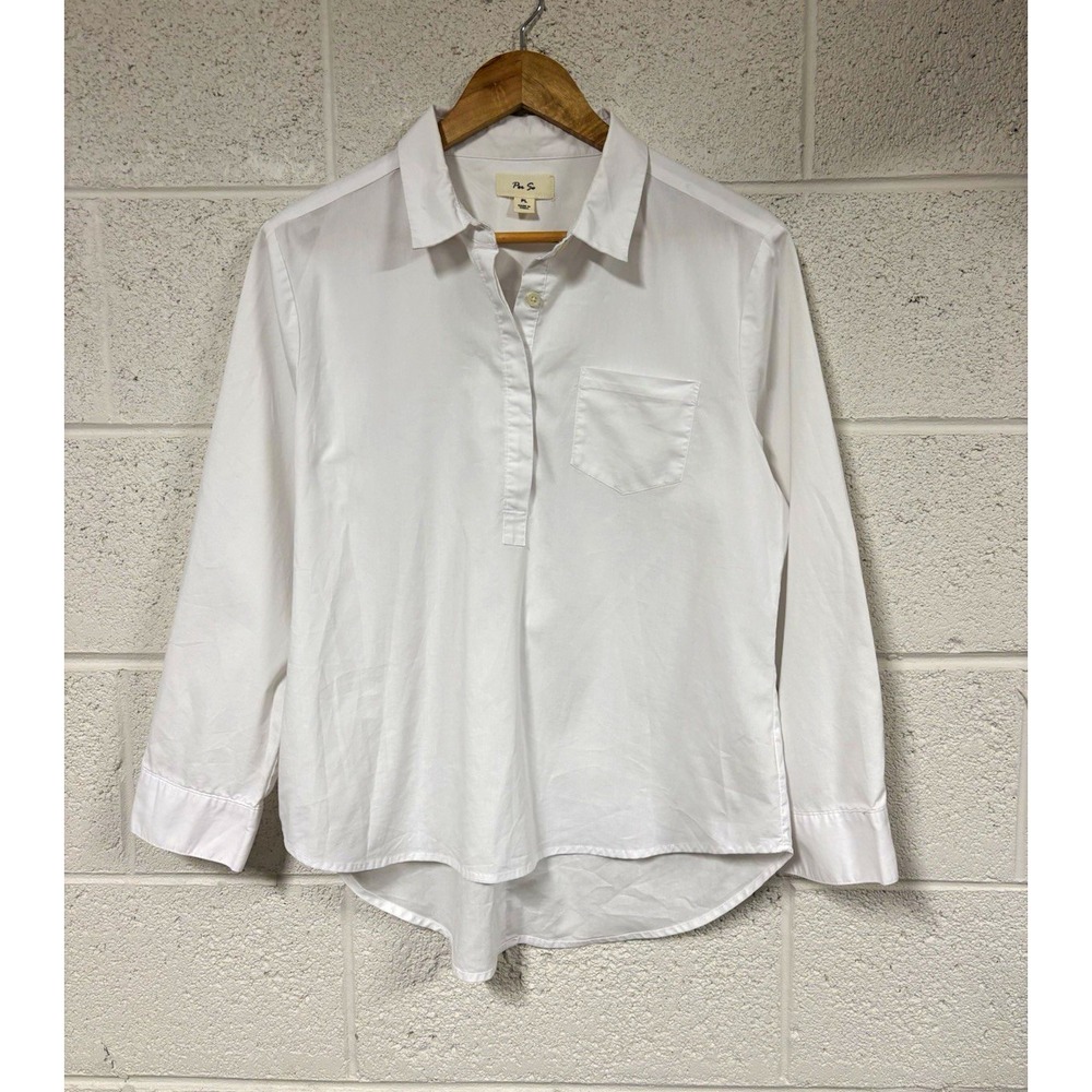 Per Se White Collared Button up Long Sleeve Women's PL